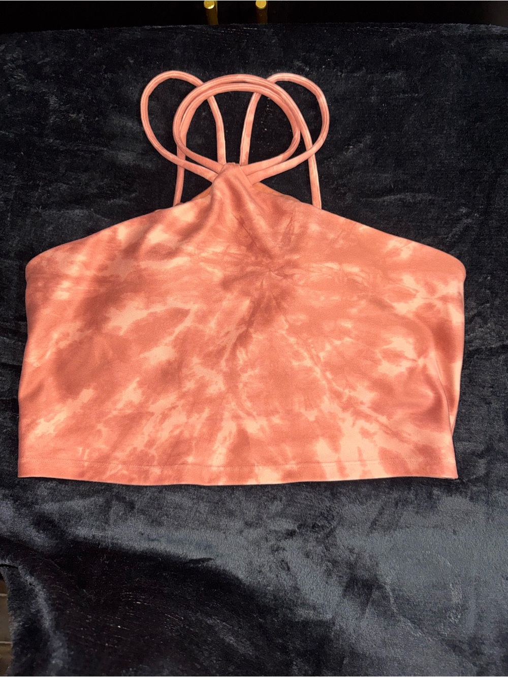 HALARA Rust Tie-Dye Strappy Halter Crop Top
